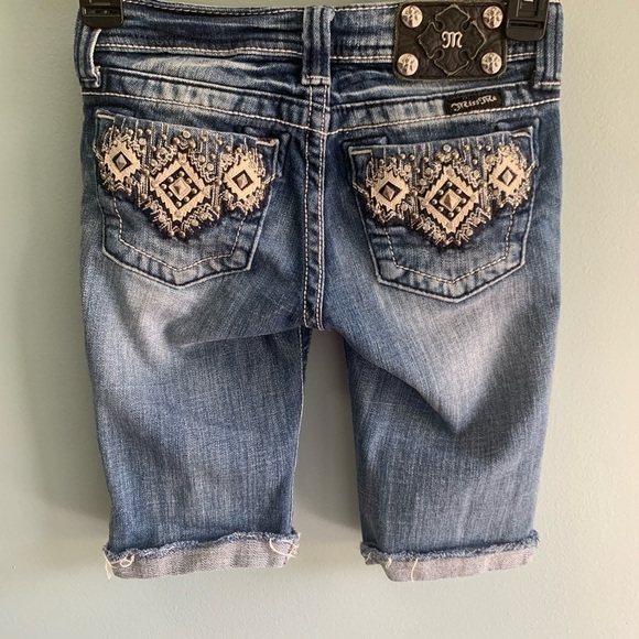 Miss Me Bermuda Jean Shorts Youth Size 10 Blue Denim Rhinestones - Picture 6 of 11